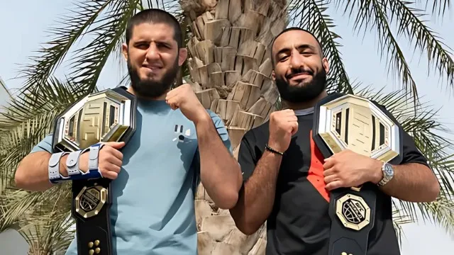 Чемпион UFC в полусреднем весе Белал Мухаммад и Ислам Махачев фото на taspanews.kz от 18 февраля 2025 13:46