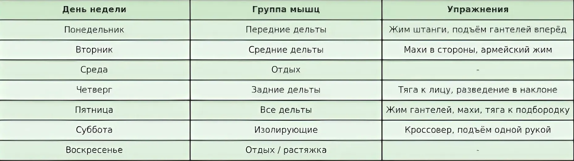 Программа упражнений для плеч на неделю Программа упражнений для плеч на неделю фото на sportnews.kz от 20 мая 2025 15:59