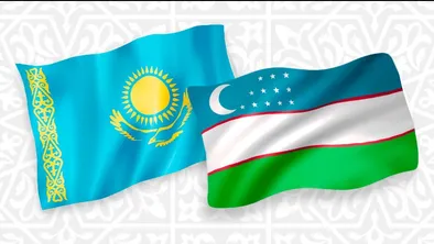 Флаг Казахстана и Узбекситана