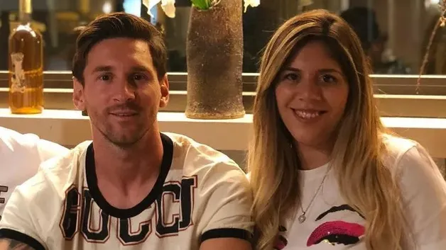 Lionel Messi mit seiner Schwester Maria Sol