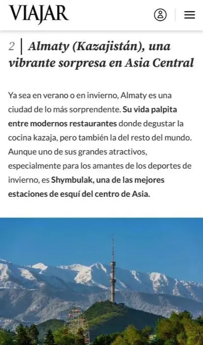 Испанский туристический журнал Viajar включил Алматы в список пяти городов мира фото на sportnews.kz от 20 января 2026 15:25