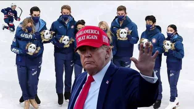 Дональд Трамп и спортсмены сборной США на фоне подготовки к Олимпиаде в Милане