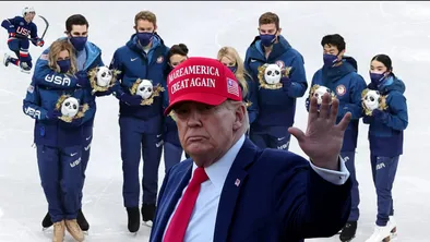 Дональд Трамп и спортсмены сборной США на фоне подготовки к Олимпиаде в Милане