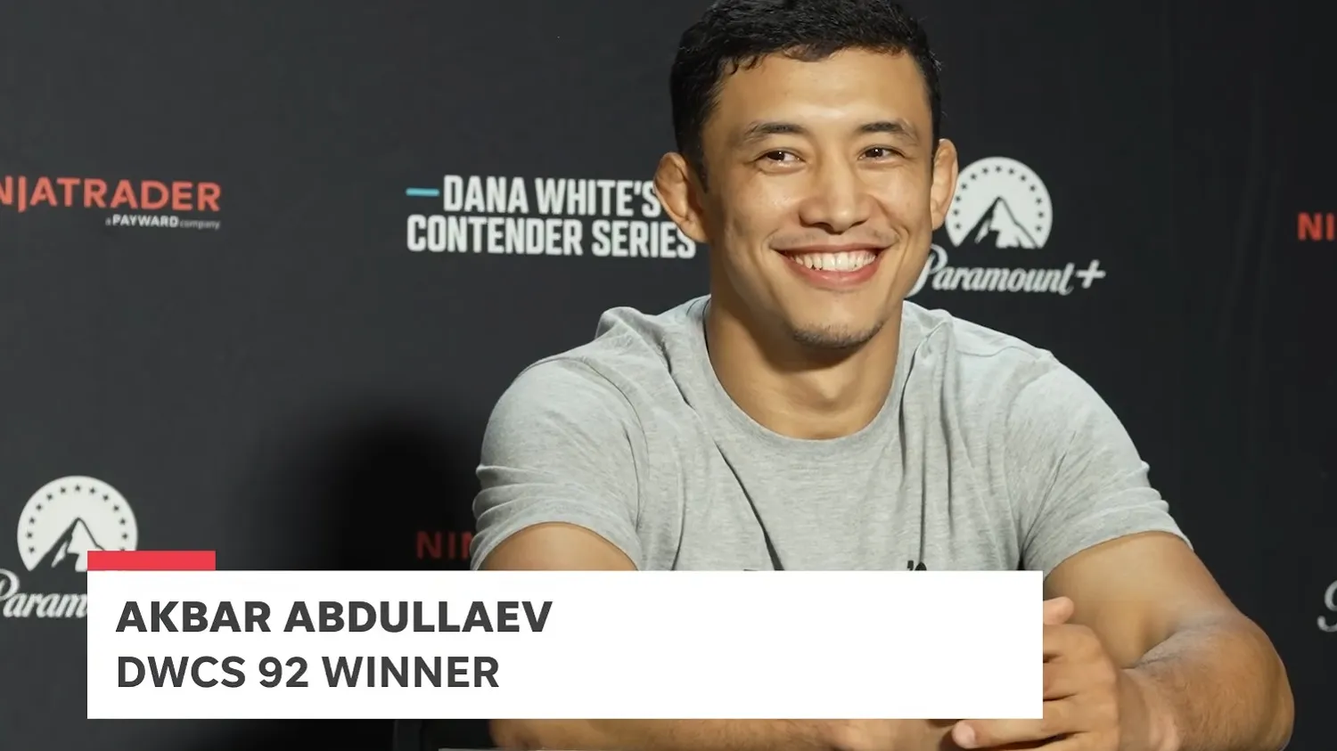Акбар Абдуллаев во время общения с журналистами после выступления на Dana White's Contender Series