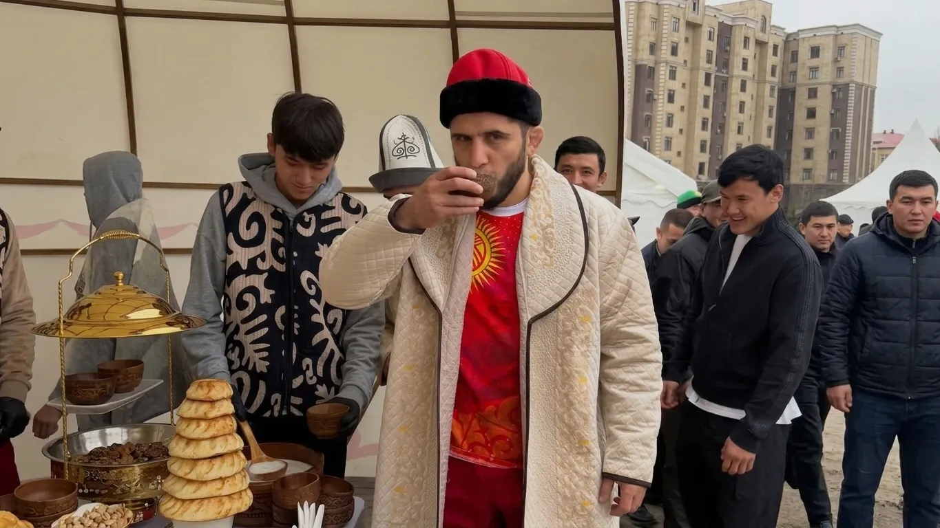 Махачев на играх кок - бору в Кыргызстане