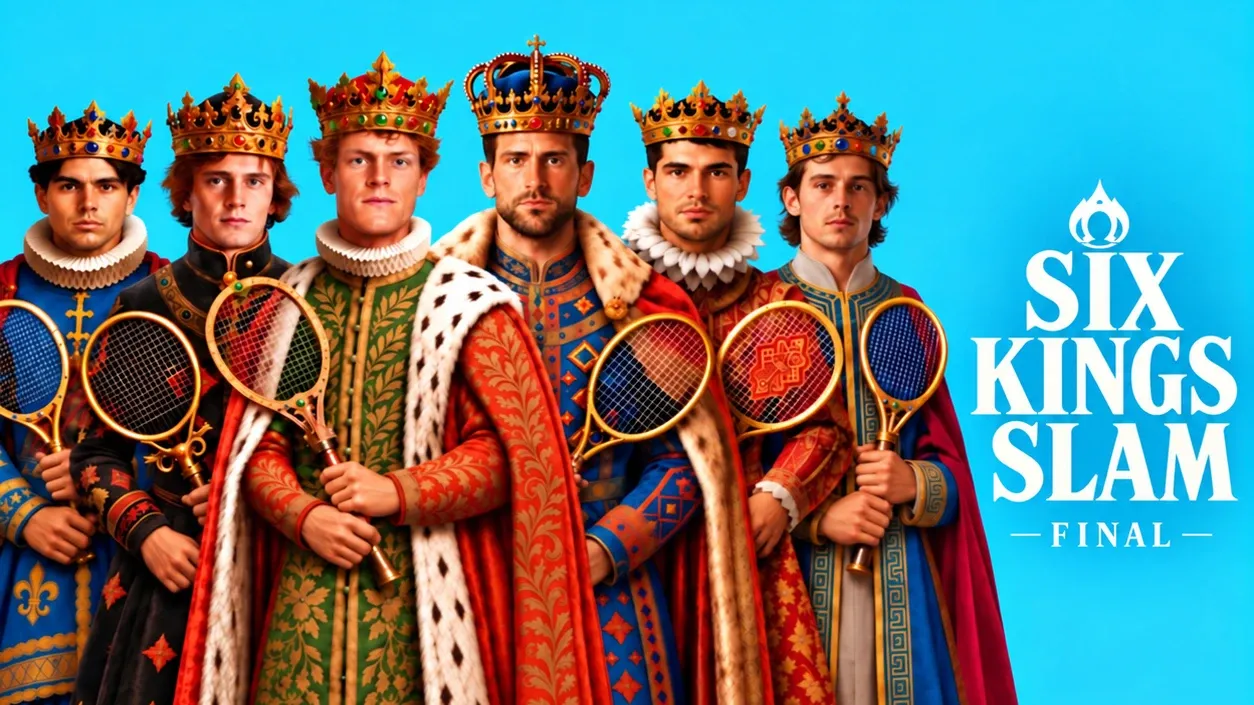 Промо-постер коммерческого выставочного теннисного турнира Six Kings Slam