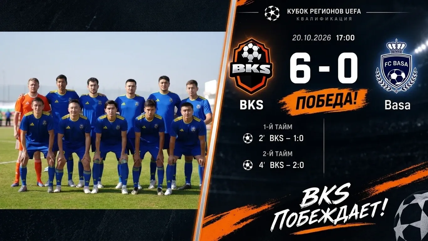 После поражения 1:13 клуб из Алматы выиграл 6:0, но выбыл из Кубка регионов УЕФА