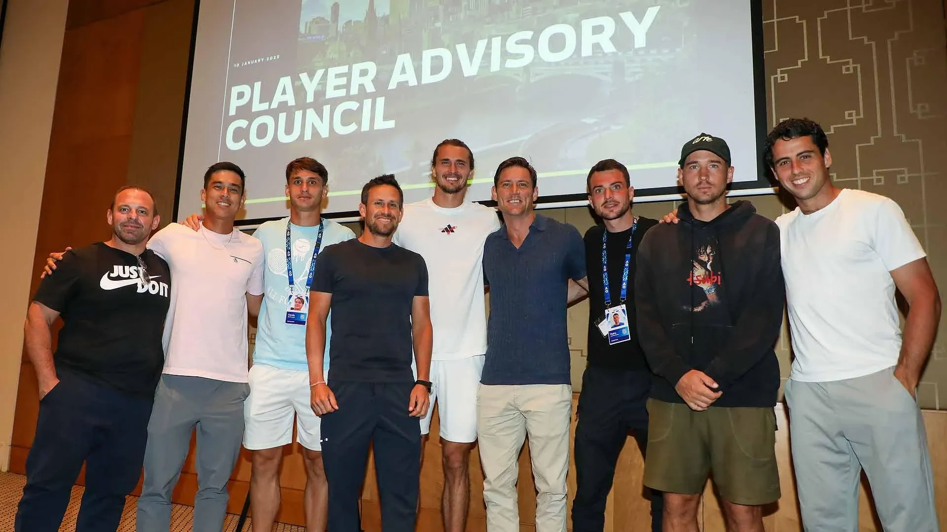 Члены Совета игроков ATP после встречи в Мельбурне в январе 2025 года.